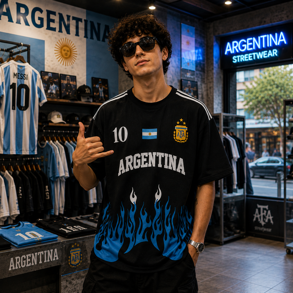 Argentina Blue Flame Oversized T-Shirt