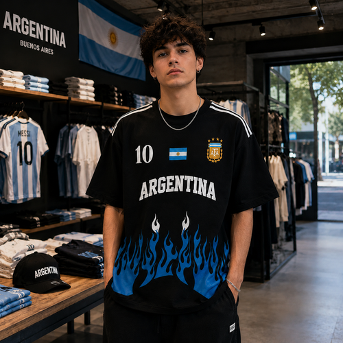 Argentina Blue Flame Oversized T-Shirt- 2026 4 Star