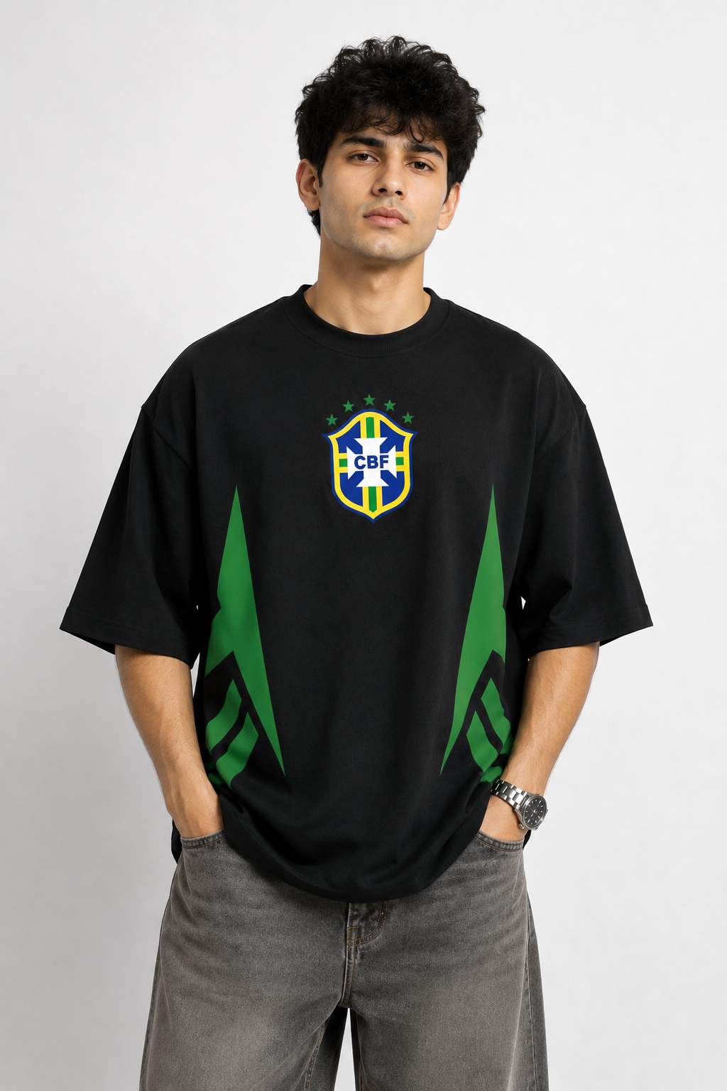 🇧🇷 Neymar 10 Brazil Oversized T-Shirt – Black Edition
