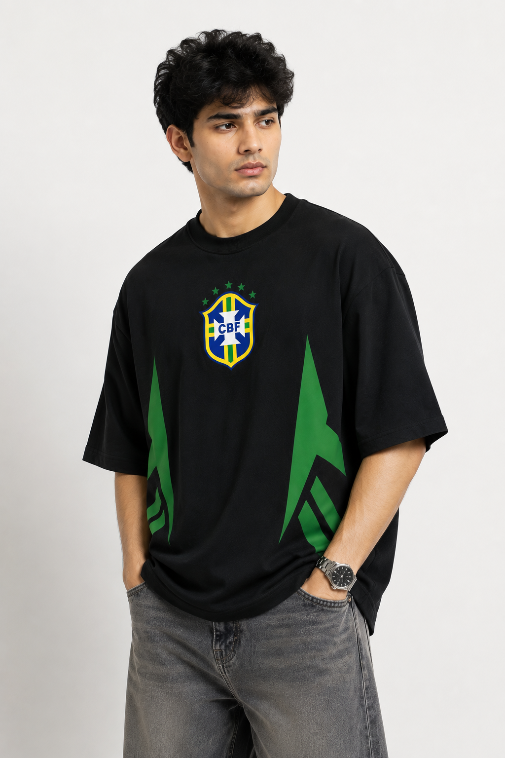 🇧🇷 Neymar 10 Brazil Oversized T-Shirt – Black Edition