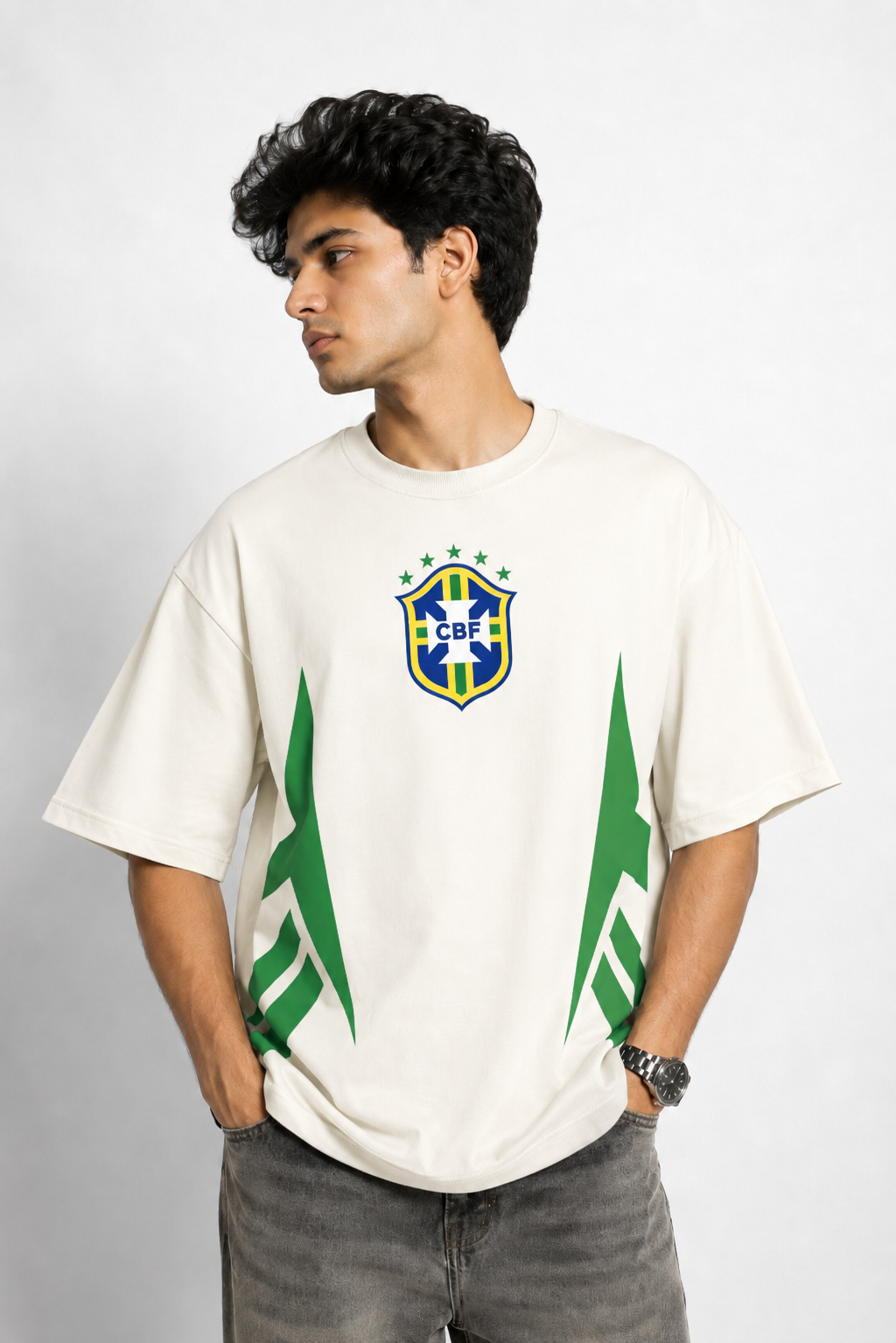 🇧🇷 Neymar 10 Brazil Oversized T-Shirt – Off White Edition