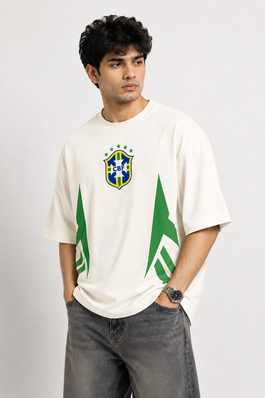 🇧🇷 Neymar 10 Brazil Oversized T-Shirt – Off White Edition