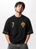 🇵🇹 Cristiano Ronaldo 7 Portugal Oversized T-Shirt – Black Gold Edition