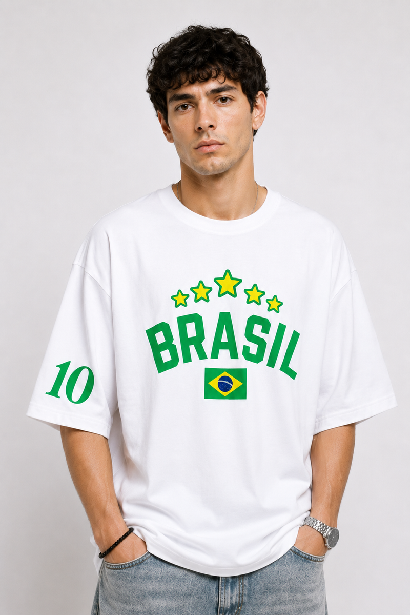 Brasil Champions Oversized White T-Shirt