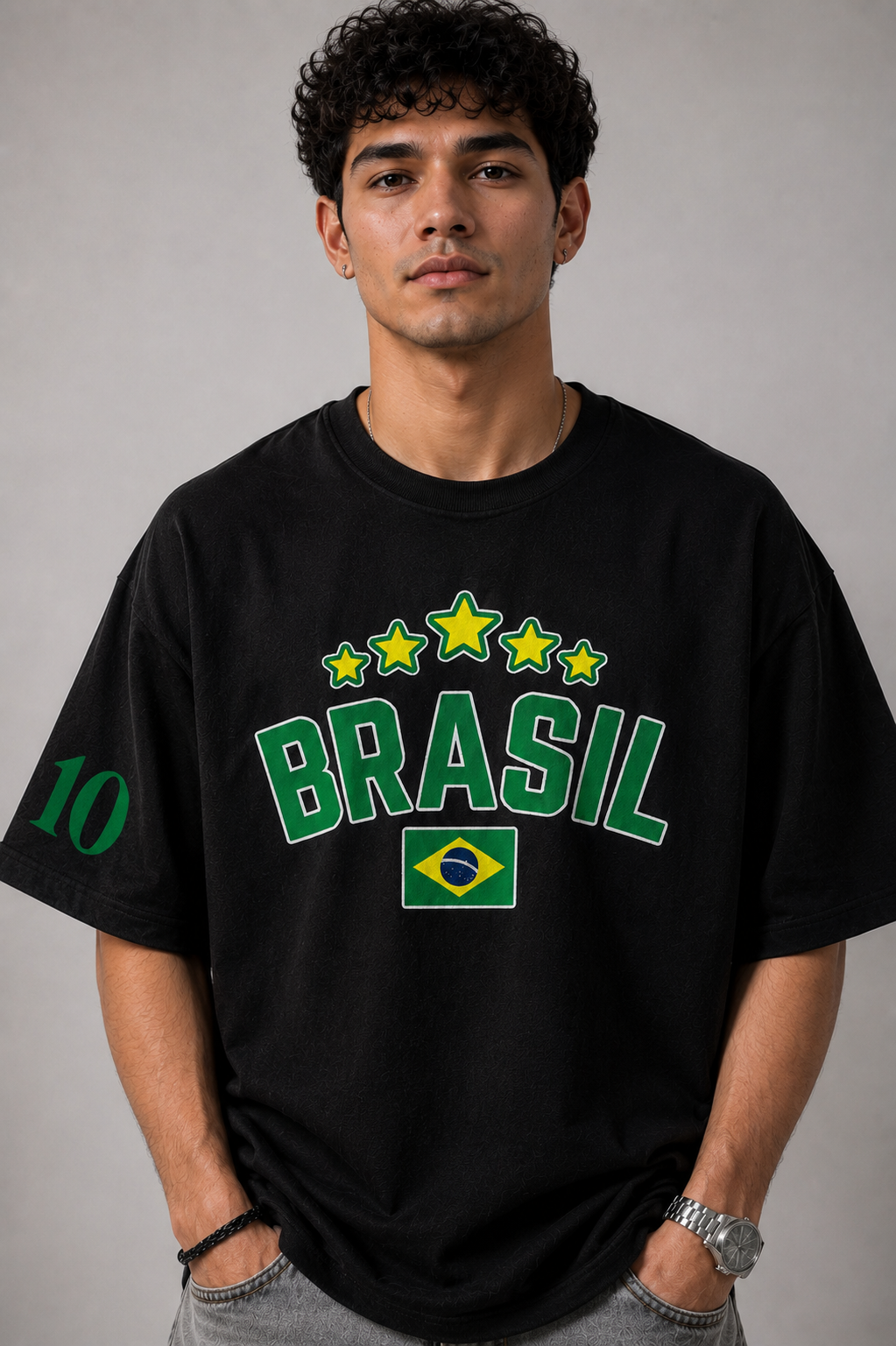 Brasil Champions Oversized Black T-Shirt