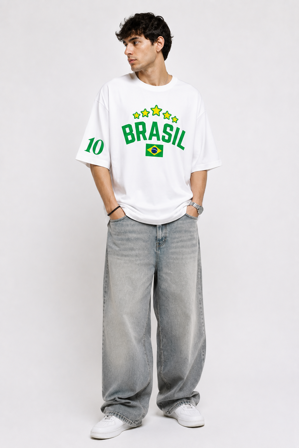 Brasil Champions Oversized White T-Shirt