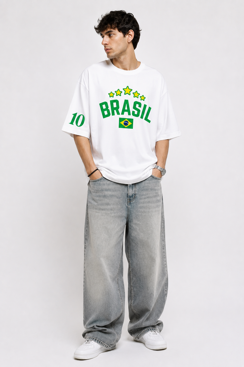 Brasil Champions Oversized White T-Shirt