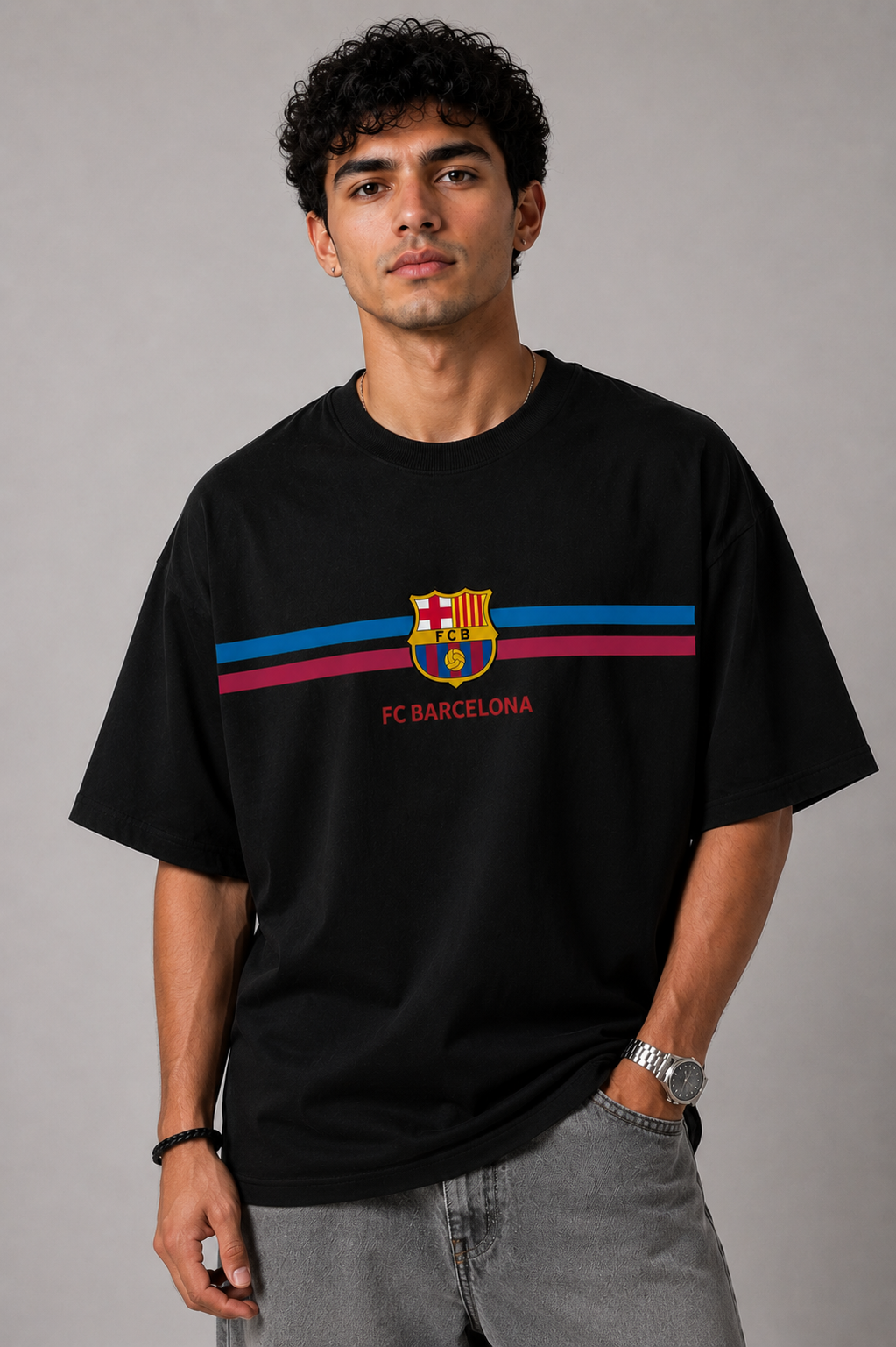 FC Barcelona Heritage Oversized Black T-Shirt