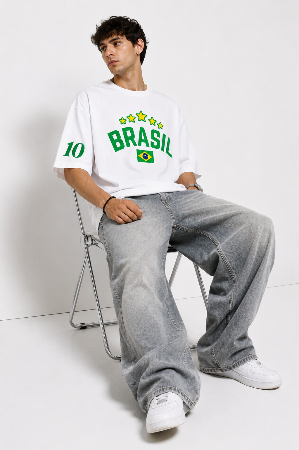 Brasil Champions Oversized White T-Shirt
