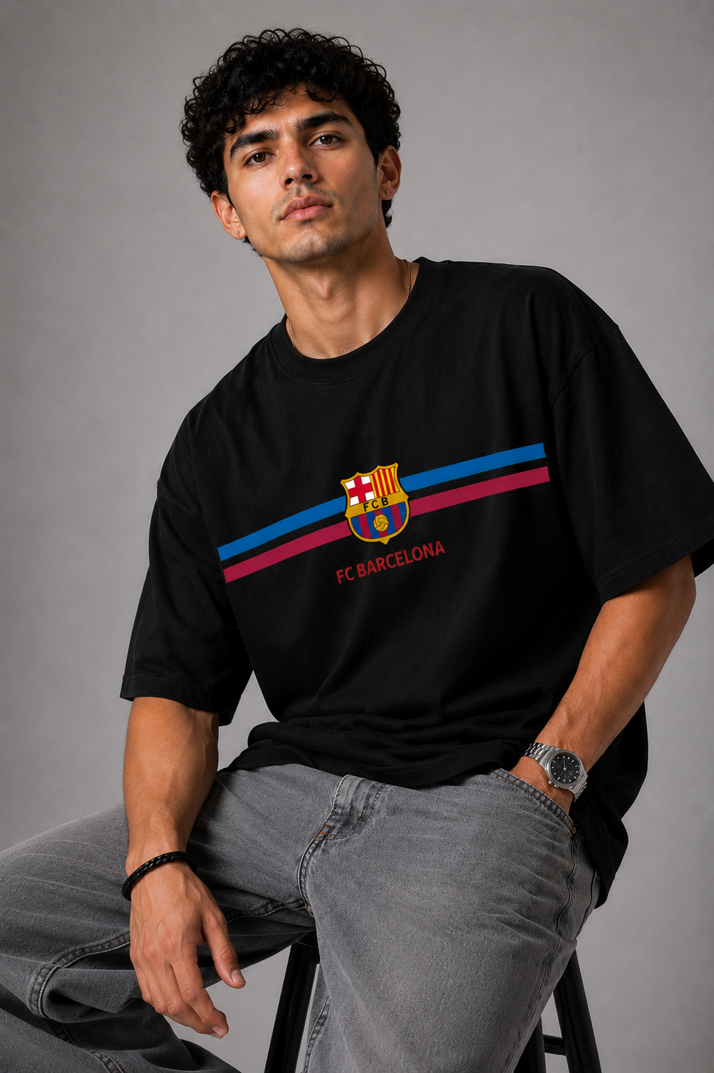 FC Barcelona Heritage Oversized Black T-Shirt