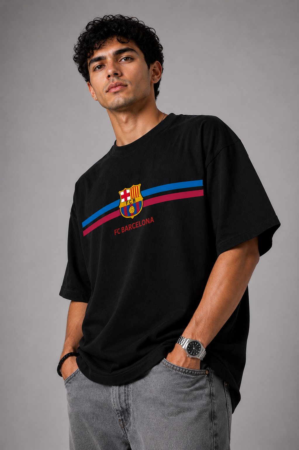 FC Barcelona Heritage Oversized Black T-Shirt