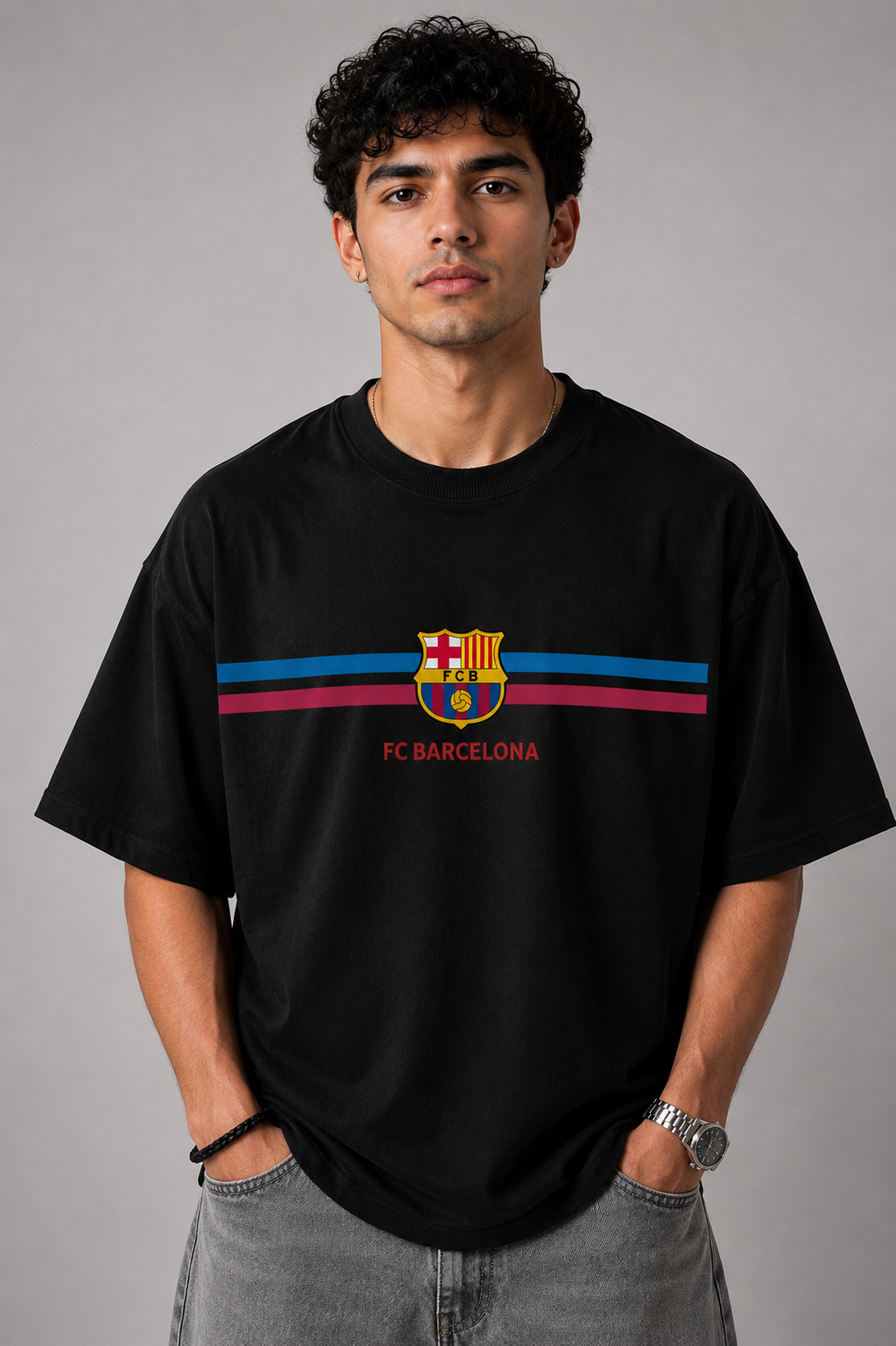 FC Barcelona Heritage Oversized Black T-Shirt