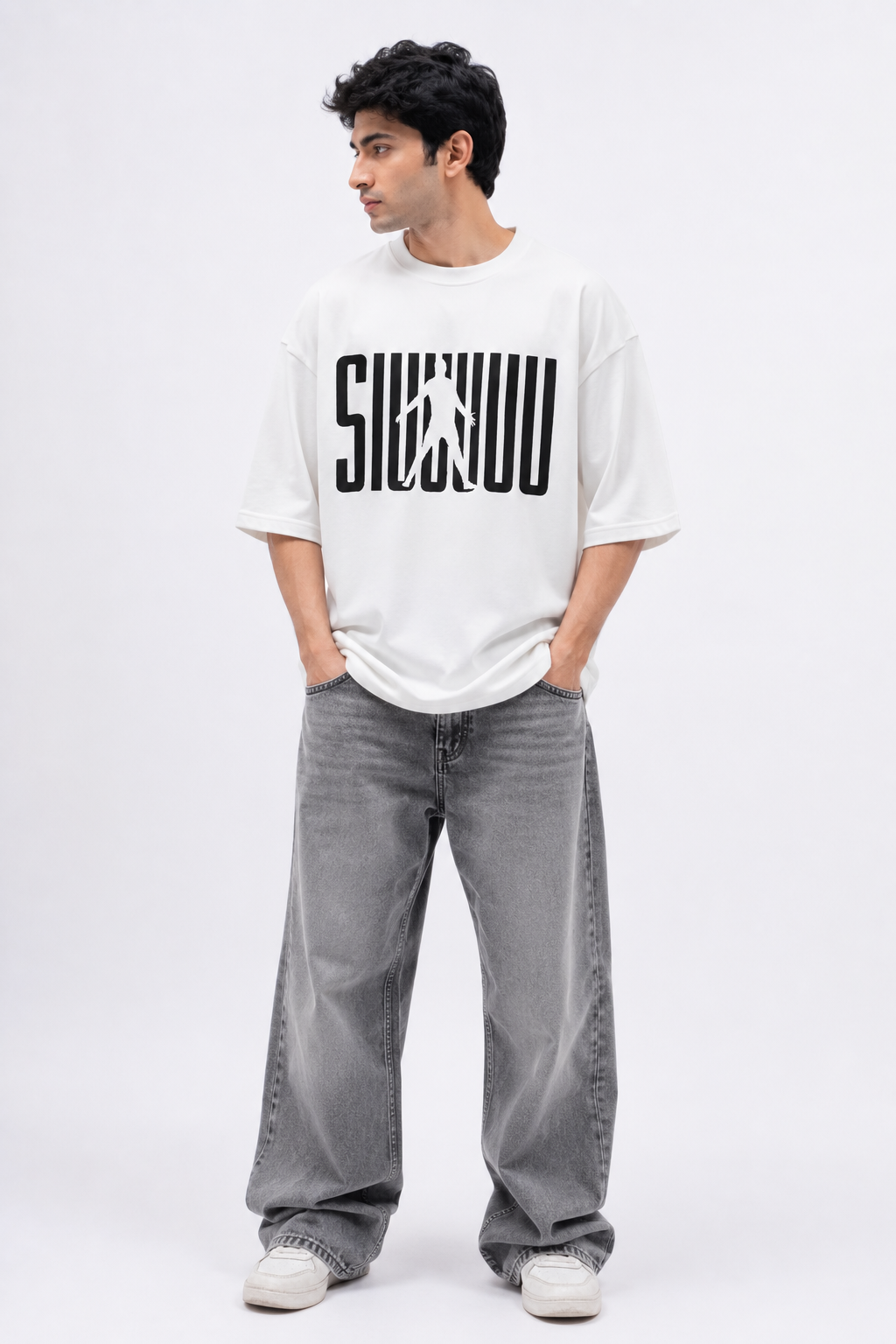 SIUUU WHITE OVERSIZED T-SHIRT