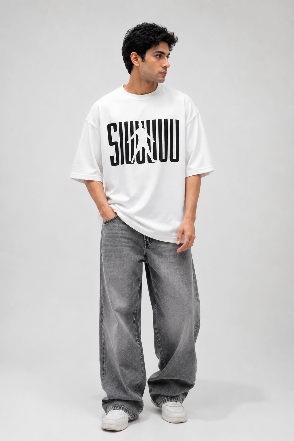SIUUU WHITE OVERSIZED T-SHIRT
