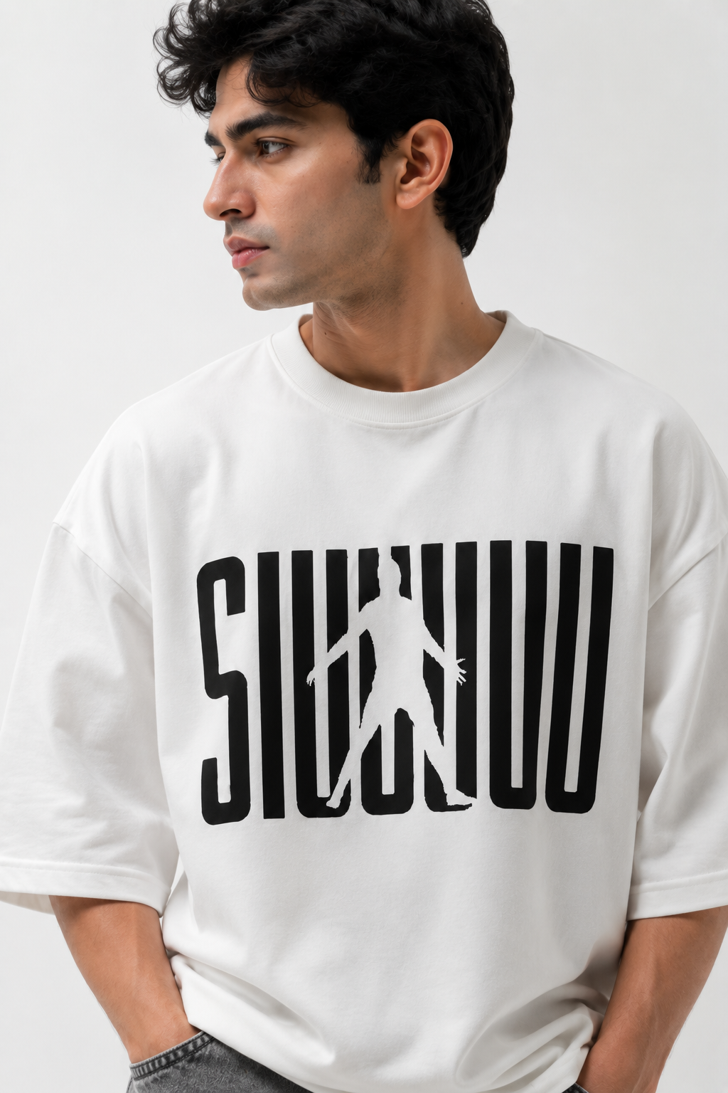 SIUUU WHITE OVERSIZED T-SHIRT